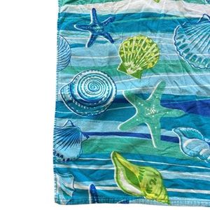 Sea Shell Blue Velour Terry Cloth Beach Bath Towel